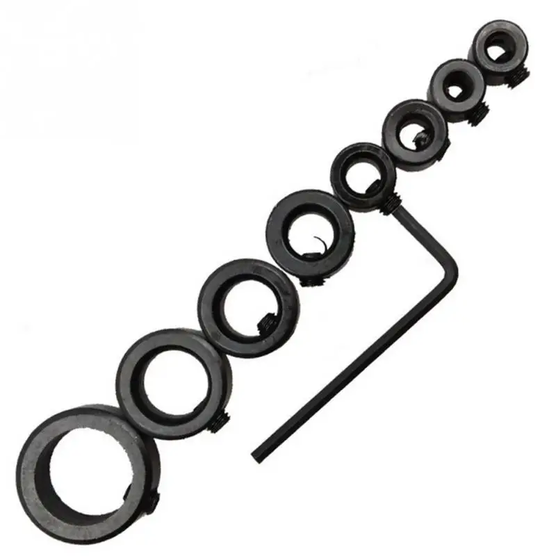 

8 pcs Ferramentas Para Trabalhar Madeira Broca Bits Profundidade Parar Coleiras Anel Broca Locator Posicionador + Hex Wrench