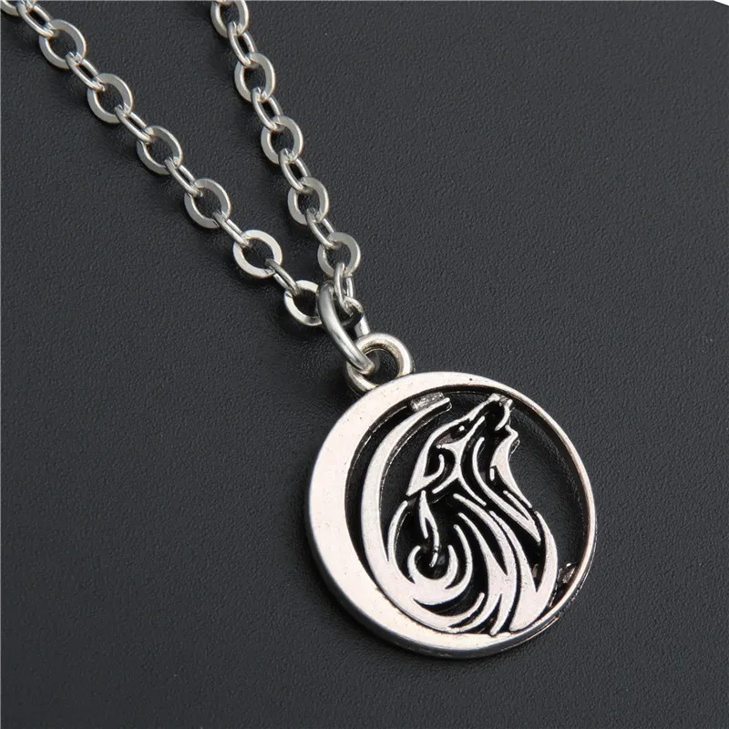 

1pc Silver Wolf charms pendant Necklace Howl Moon Animal Jewelry Gift For Men E178