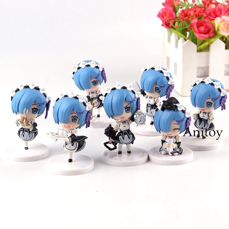 

ReZero Kara Hajimeru Isekai Seikatsu Servant Girl Rem Re Zero Figure Action PVC Mini Collection Model Toy Gift 7pcs/set