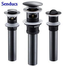 Хороший без перелива латунный умывальник для ванной комнаты всплывающий таз слив из Senducs санитарный черный таз слив