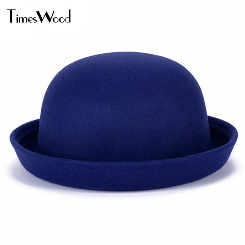 Women Fedoras Hat Felt Winter Derby Bowler Lovely Nice Cap Cheap Roll
