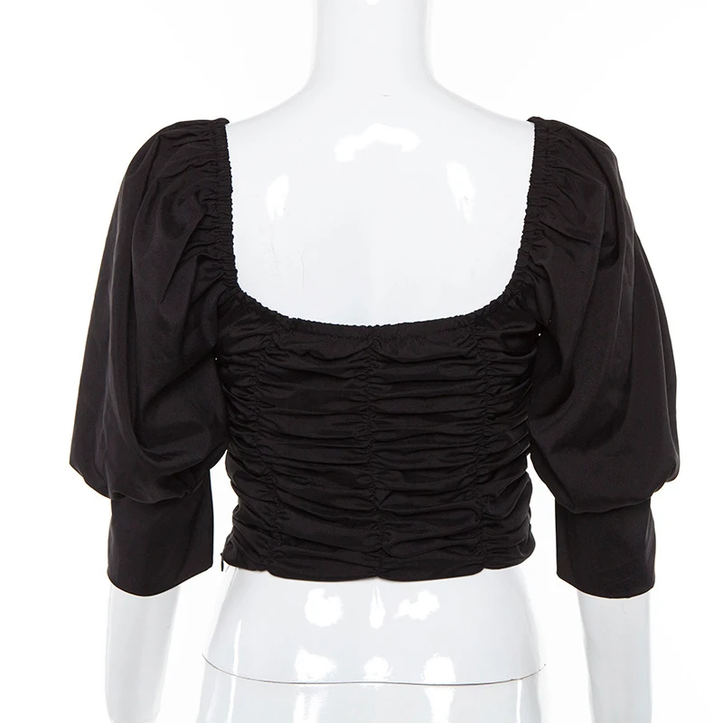 Forefair Vintage Elegant Puff Sleeve Blouse Women  (12)
