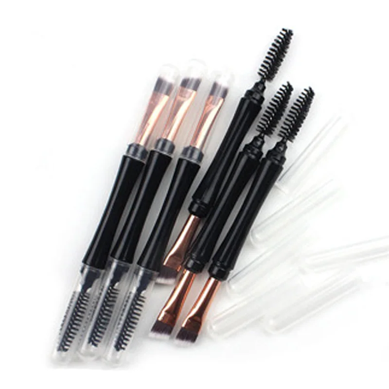 

14cm Double Head Makeup Eye Brushes Wood Handle Double Sided Eyebrow Brush Professional Flat Angled Eye Liner Brushes Tools