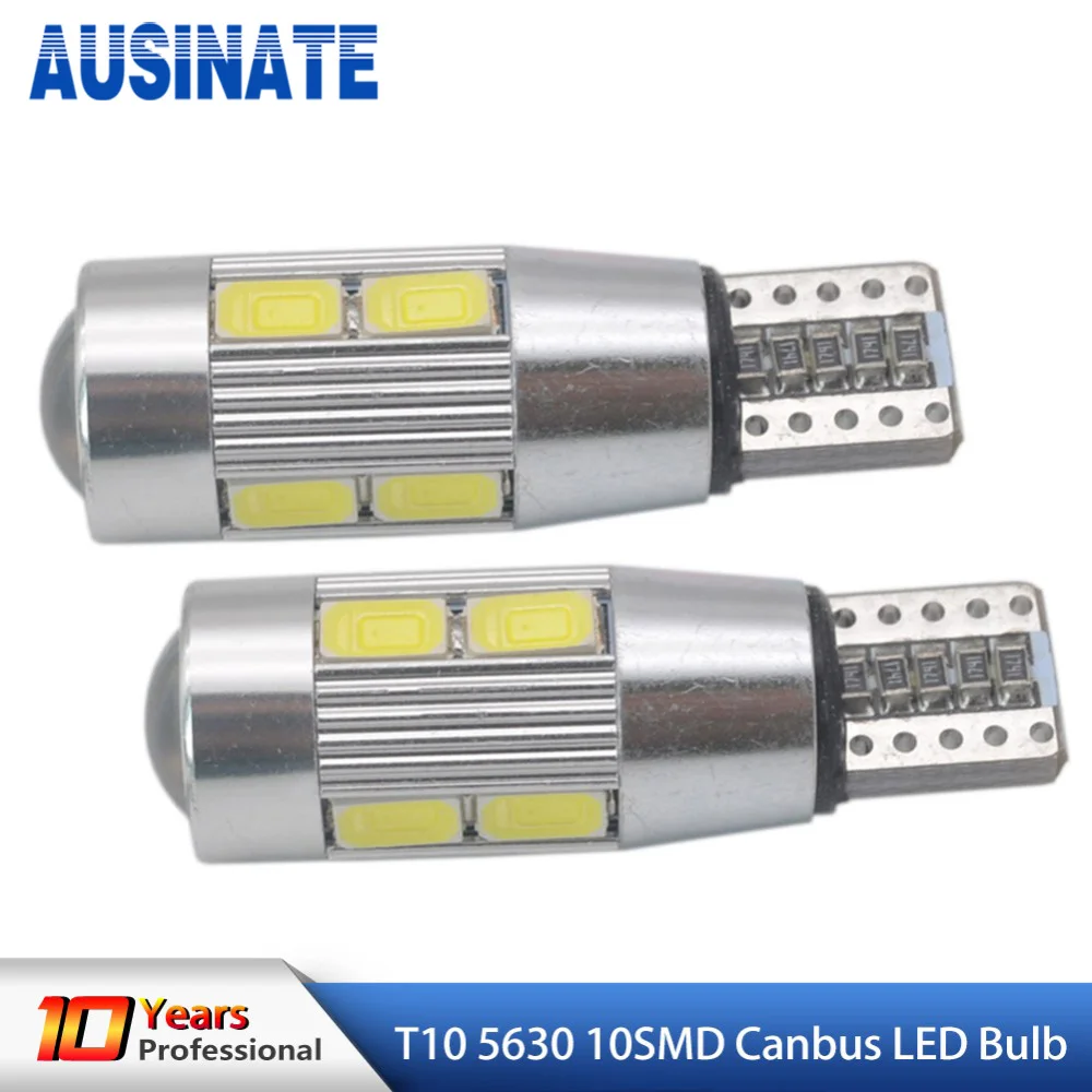 2 шт. T10 Светодиодная лампа 194 W5W 10 SMD 5630 автомобильная светодиодная Canbus без ошибок