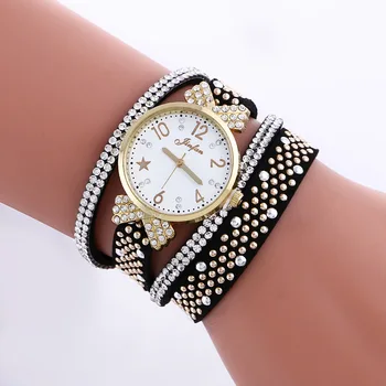 New Fashion Punk Bracelet Watches Women Luxury Crystal Leather Wrist Watches For Women Ladies Quartz Watch Clock zegarki damskie fashion women watches luxury genuine leather watch women wrist waterproof quartz watch for women 2021 ladies watch reloj mujer