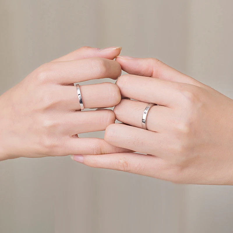 Винтажное парное кольцо с изображением Солнца и Луны, 925 пробы, серебряное, Ретро стиль, тонкое, яркое, регулируемое кольцо для влюбленных, обещающее, обручальное, ювелирное изделие