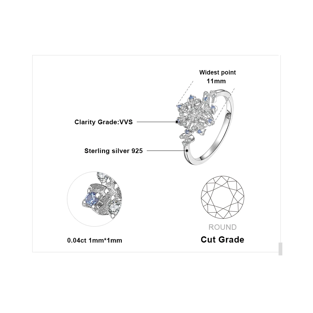 JewelryPalace зима любовь создан светло голубой шпинель фианит Снежинка обещание кольцо 925 пробы серебро Горячие Мода ювелирные изделия