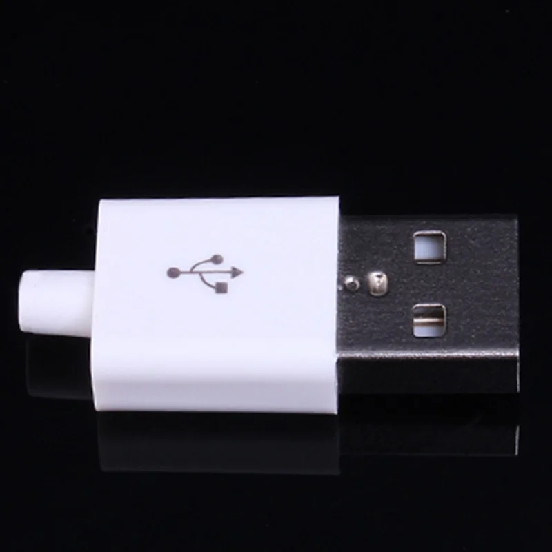 10 шт. Мужской USB разъем комплект 5P 5pin USB 2,0 штекер тип А DIY компоненты Белый пластиковый чехол