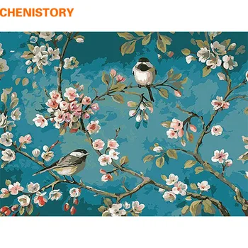 

CHENISTORY Bird On The Flower Tree DIY Digital Painting By Numbers Kits Acrylic Color Drawing By Numbers For Kids Unique Gift