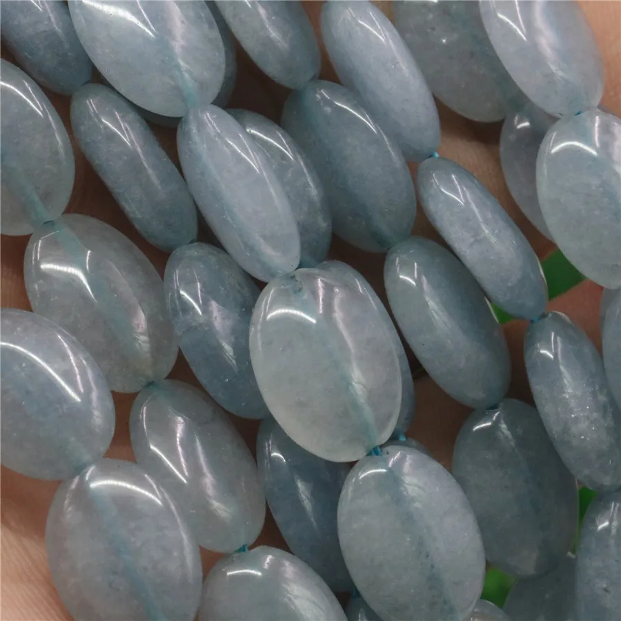 

13x18mm Natural Aquamarin Oval Shape Stone Bead Loose Spacer Beads for Jewelry Making Findings DIY Bracelet/Necklace 15Inch Y69
