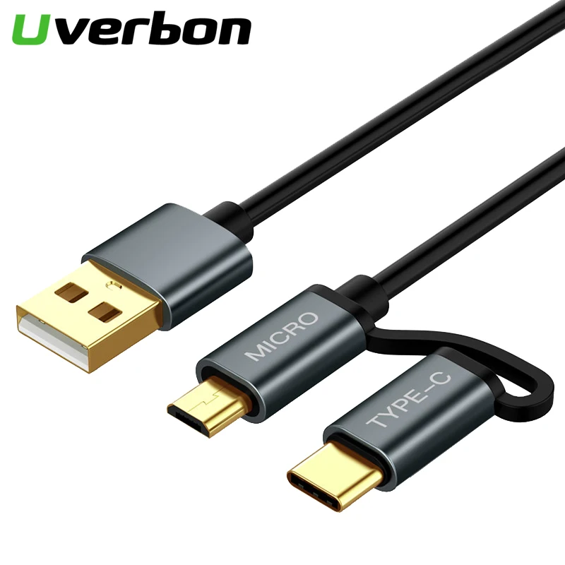 

2 in 1 USB Data Cable for Samsung Fast Charging Micro usb Type C Charger Mobile Phone Charge Cable for Xiaomi Huawei Honor