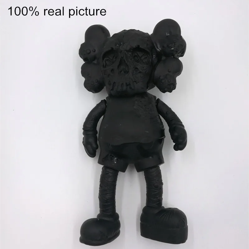 

Hot Selling OriginalFake KAWS X PUSHEAD 28cm Black Color Fashion Toys Action Figure Collection in opp bag