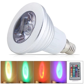 

3W Spot light dimmable magic Holiday E14 LED RGB Bulb lamp AC90-260V RGB lighting+ 24 Infrared IR Remote Control 16 colors