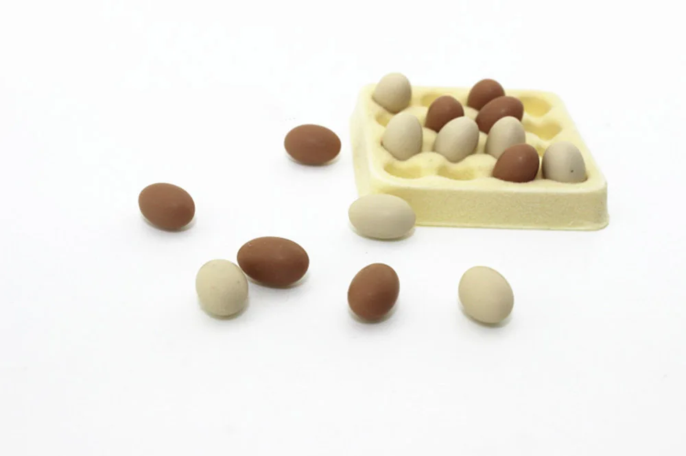 1/12 Dollhouse Miniature Accessories Mini Egg With Tray  Simulation Furniture Kitchen Food Model Toys for Doll House Decoration