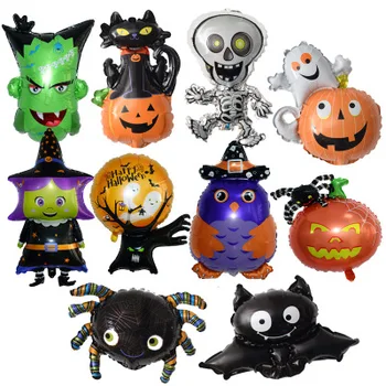 

Lucky 500pcs/lot Mini Size Cartoon Halloween Pumpkin Spider Bat Happy Halloween Day Foil Air Balloons Party Decoration Kids Toys