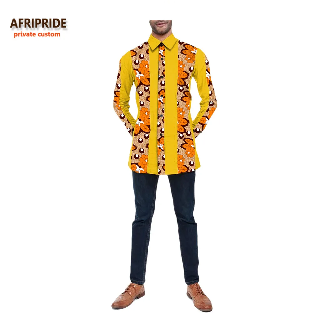 

2019 autumn men's shirt AFRIPRIDE private custom full sleeve single breasted casual cotton shirt for men 100% wax cotton A731205