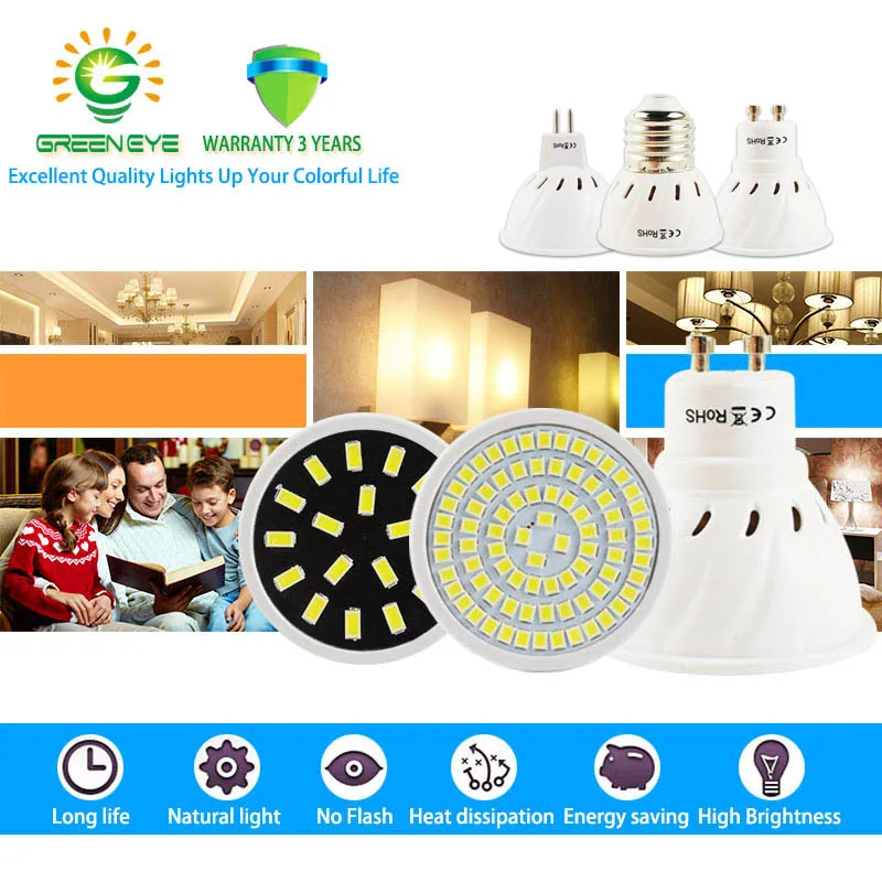 Greeneye bombilla led GU5.3/MR16 GU10 E27 AC 220 V/110 V 3 W 4 W 6 W 8 W SMD 5733/2835 LED Bombilla Lampada ampolla lampara Greeneye bombilla led GU5.3/MR16 GU10 E27 AC 220 V/110 V 3 W 4 W 6 W 8 W SMD 5733/2835 LED Bombilla Lampada ampolla lampara