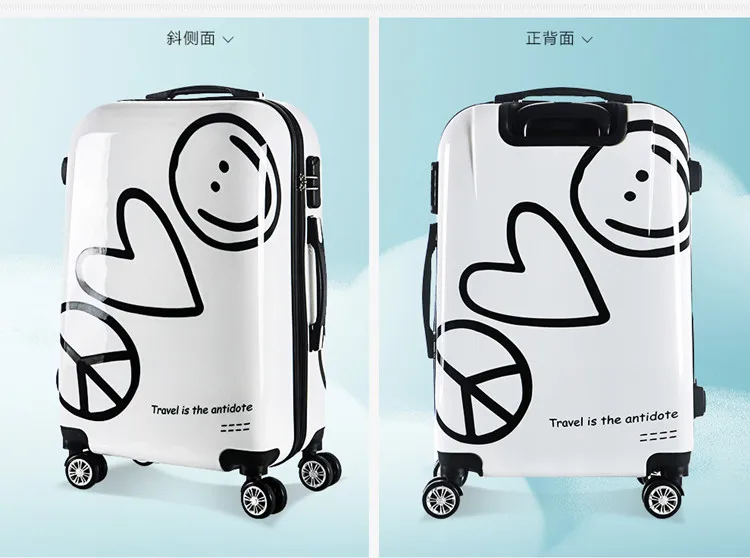Мультяшный модный чемодан на колесиках, чемодан на колесиках для путешествий, чемодан на колесиках для мужчин и женщин, милый чехол на колесиках 2" 24" дюймов