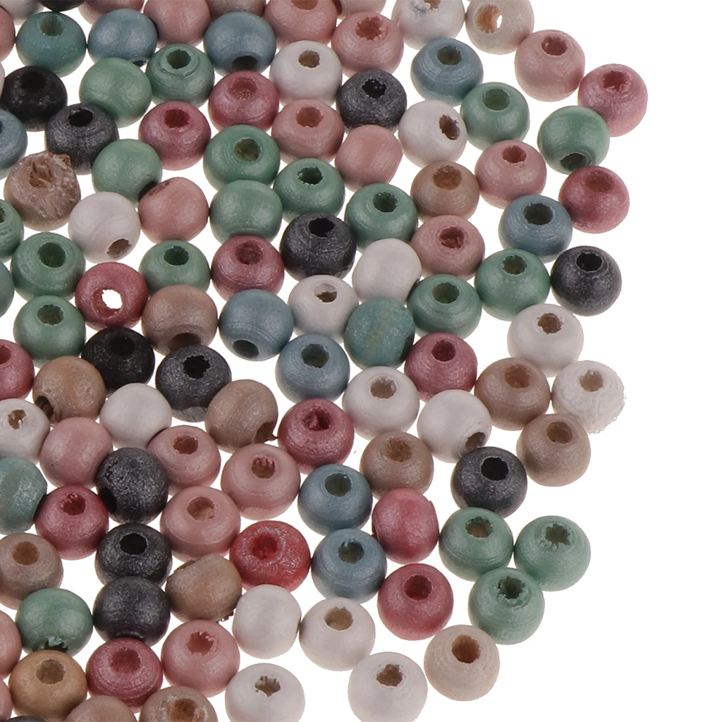 1 Pack Pearly Luster Surface Wooden Spacer Beads Loose Beads Crafts Supply Kids Toys Supply Kids Necklace Bracelets Accessory