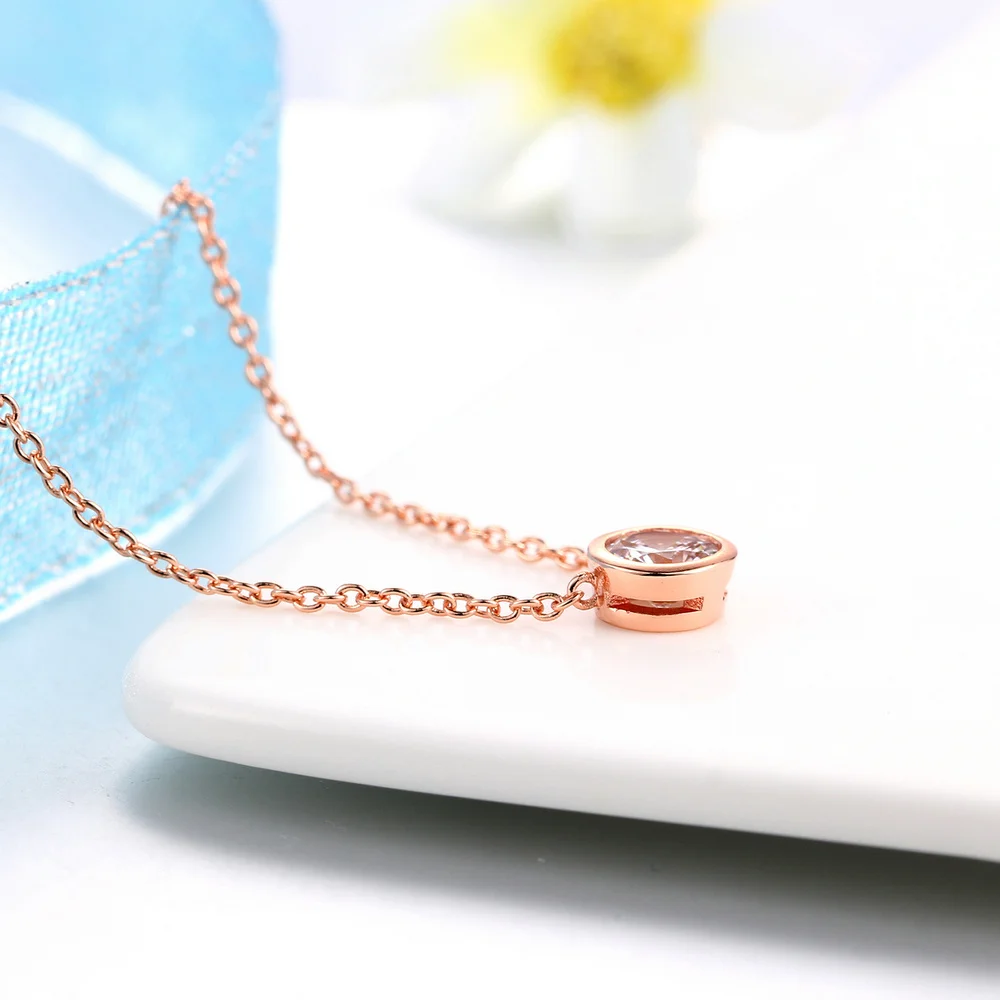 Цепочка с кулоном из розового золота фианитом 1 карат|pendant necklace|rose gold pendantgold jewelery |