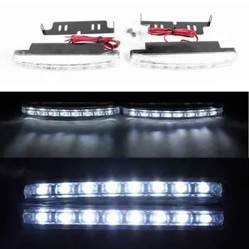 

2pcs 12V 8 LED Light Bulb Universal Car Styling Daytime Running White Light DRL Driving Car Fog Lamp White Light