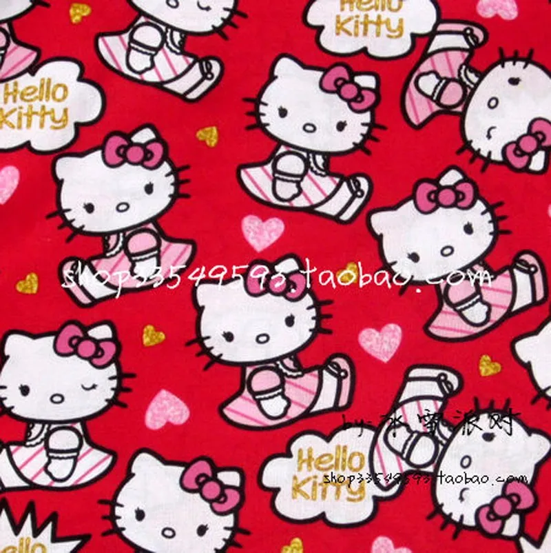 Привет котенок кошка ткани 140*50 см 1 шт. Красный Hello Kitty Ткань Хлопок Ткань Telas Лоскутное Прекрасный Hello kitty Печати На Ткани швейная Детская Одежда