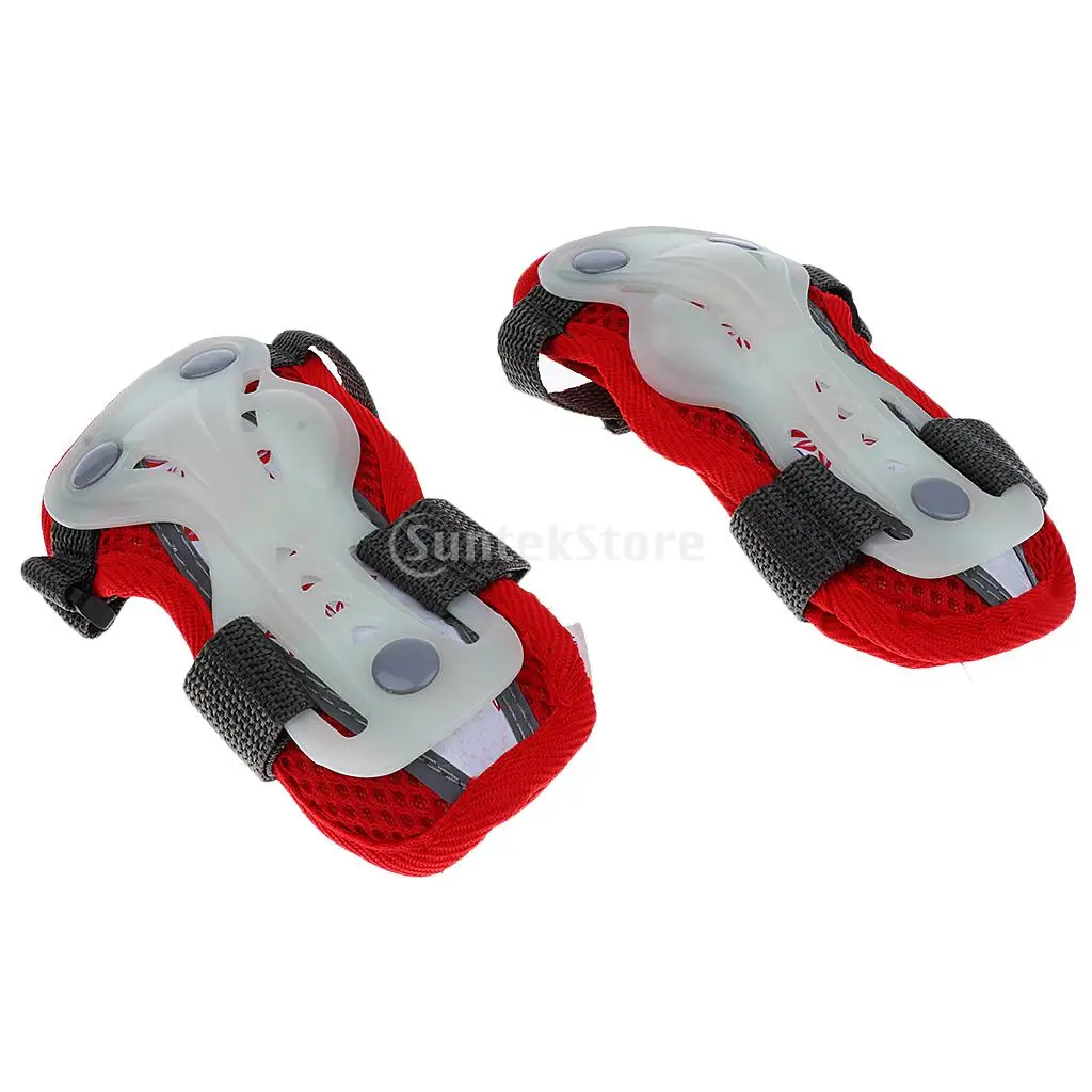 6 Pieces Kids Boy Girl Glow in the Dark Elbow Wrist Knee Pad Protector for Roller Skating Bike Scooter Cycling Skateboard