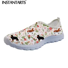 INSTANTARTS цветок кавалер король Шарль собака спаниеля узор 3D женские кроссовки обувь милые женские туфли на плоской подошве летние сетчатые кроссовки для девочек