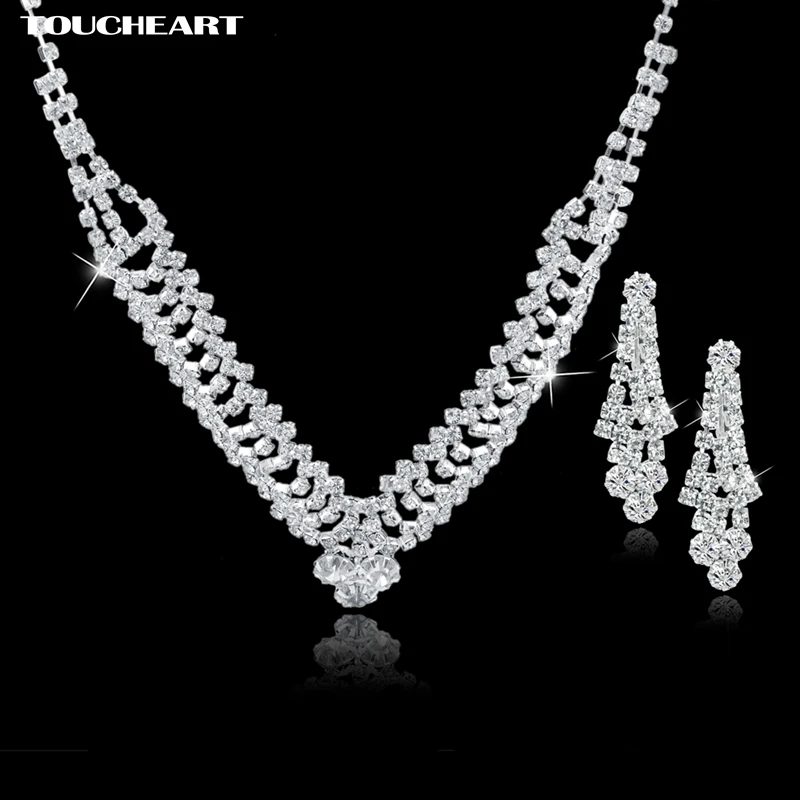 

indian silver statement necklace earrings wedding jewelry cheap fashion austrian crystal bridal jewelry sets for women SET150071