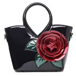 Роскошный кожаный Для женщин сумки цветами ручной работы дизайнера Топ-ручка сумки женские Сумка Bolsa мешок основной