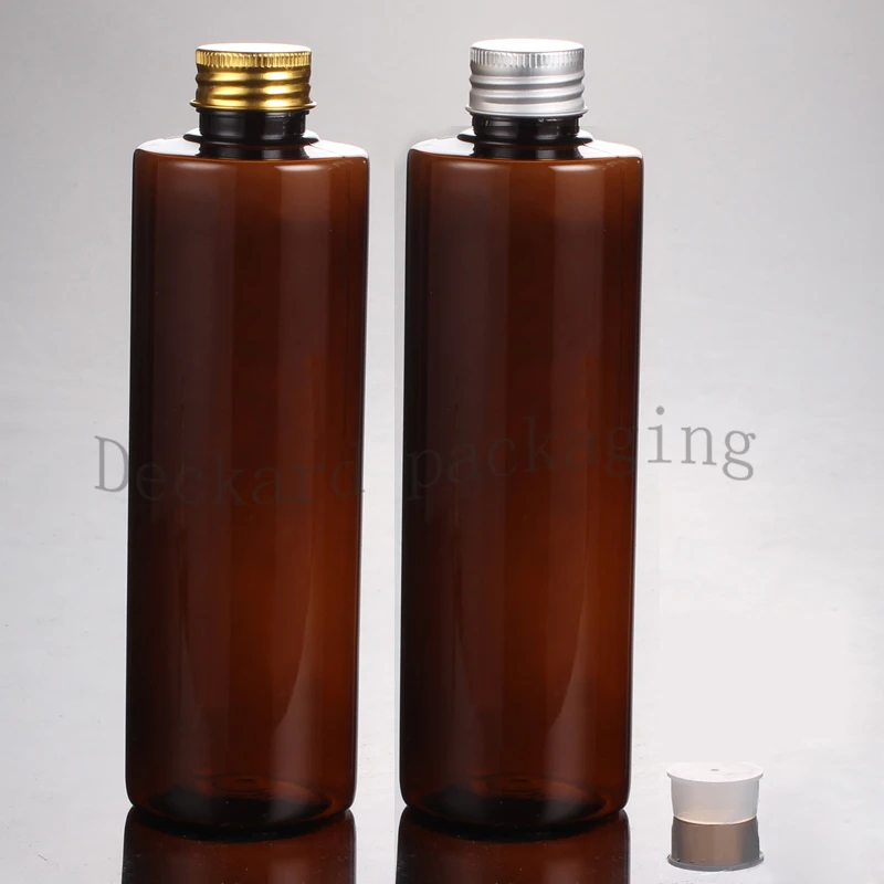 Download 30pcs 250ml brown plastic bottle with bronze aluminum cap 250cc amber PET cosmetic liquid soap ...