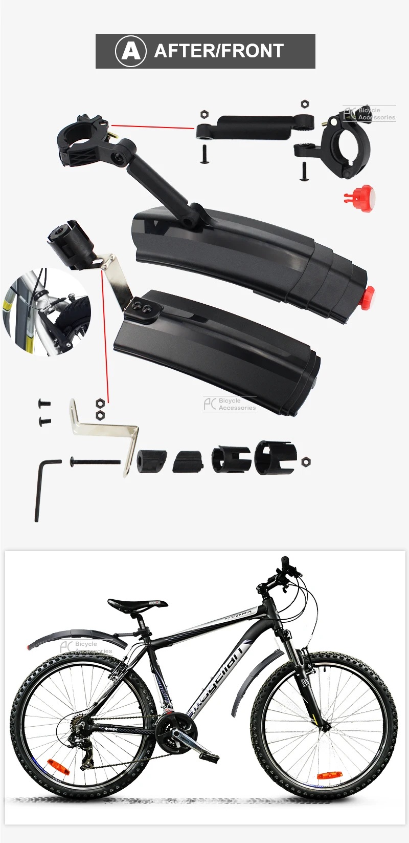 PCycling Телескопические Складные велосипедные Крылья MTB передние и задние брызговики быстросъемное Велосипедное крыло с задним фонарем велосипедные части