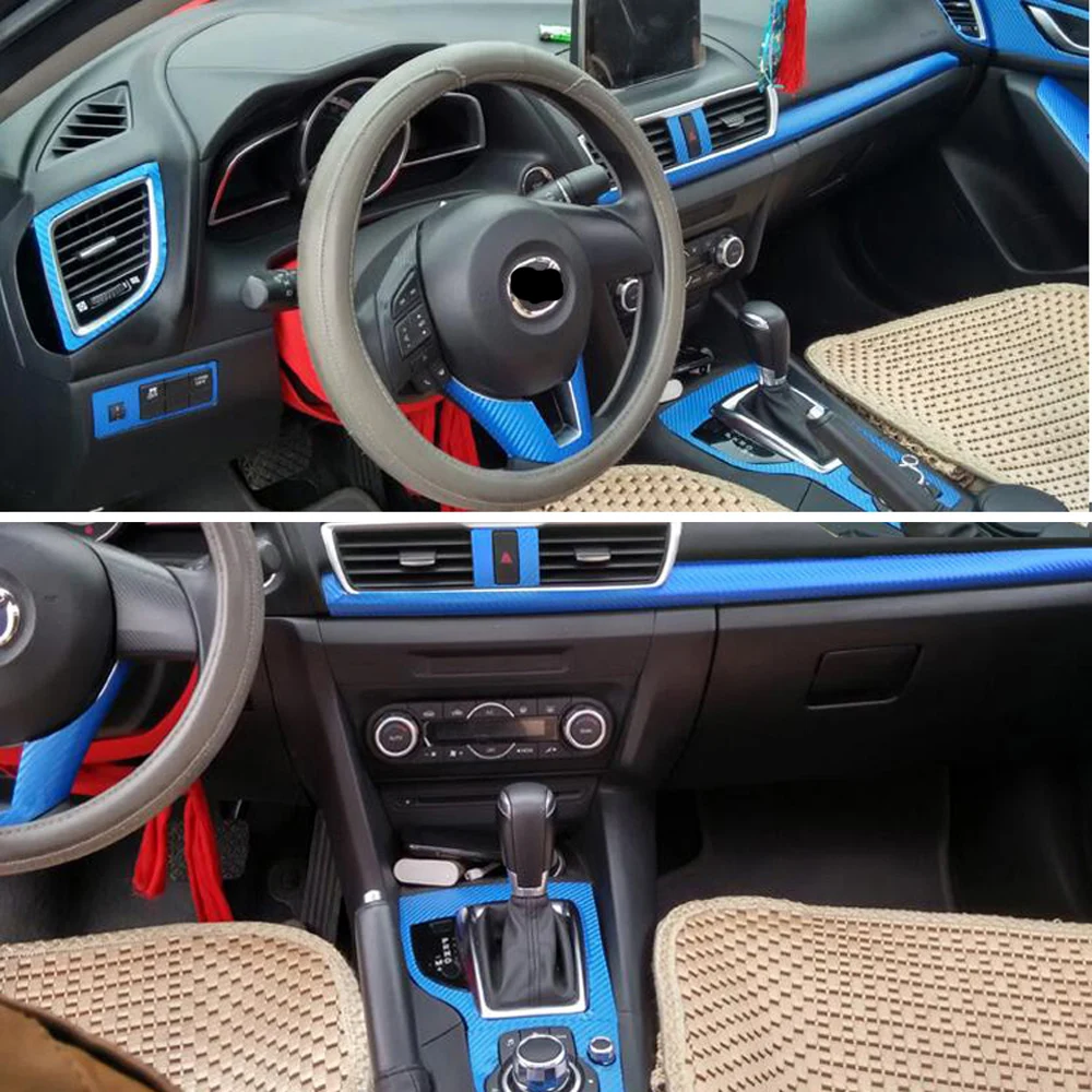 Для Mazda 3 Axela 2013- внутренняя Центральная панель управления дверная ручка 3D/5D наклейки из углеродного волокна наклейки аксессуары для стайлинга автомобилей