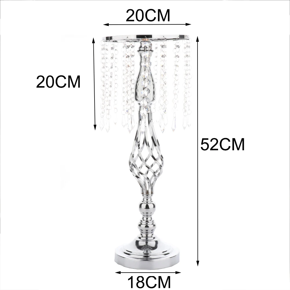 

Crystal Candle Holders Metal Candlestick Flower Vase Table Centerpiece Event Flower Rack Road Lead Wedding Decoration