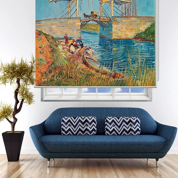 

MOMO Roller Blinds Shades Blackout Window Blinds Painting Curtains Roller Shades Thermal Fabric Custom Size Van Gogh H 91-95