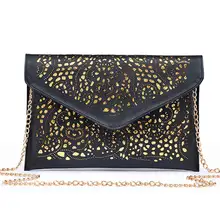 2017 Bolsos de Embrague del Sobre de Las Mujeres Ahueca Hacia Fuera los Bolsos del Mensajero de La Pu Leather Recorte Señora Embragues Marcas Mujeres Bolsas de Hombro