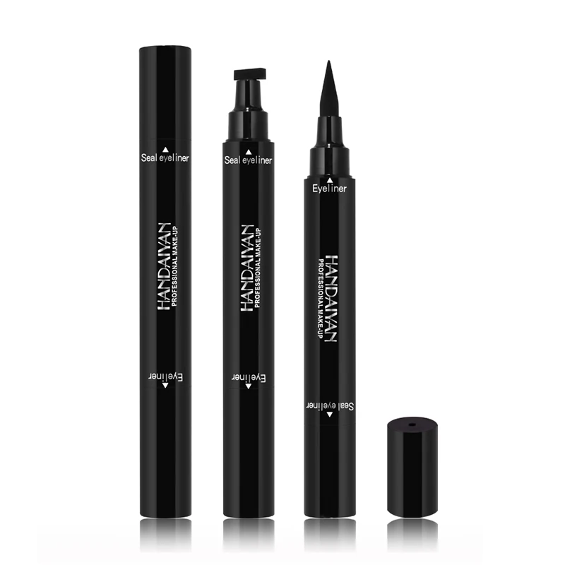 

HANDAIYAN 1 Pcs Double-end Black Eyeliner Pen Eyes Makeup Liquid Eye Liner Pencil with Stamp Make up Cosmetics Shaping Seal Tool