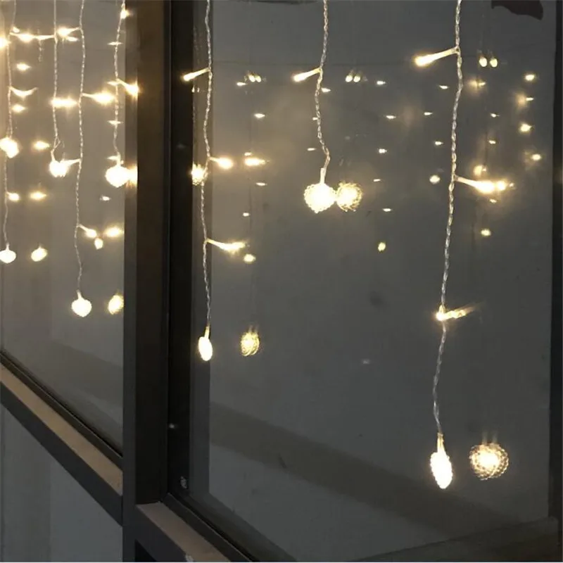 

String Light Christmas Outdoor Decoration Indoor 4m Droop 0.4-0.6m Curtain Love Icicle Led String Lights New Year Garden Party