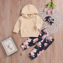 Комплект из 3 предметов для малышей, топ с капюшоном и длинными рукавами+ штаны+ набор повязок комплект одежды для детей, ropa para adolecentes, осень