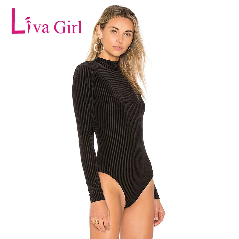 LIVA GIRL Женский бархатный облегающий костюм 2019 Весна длинный рукав воротник стойка