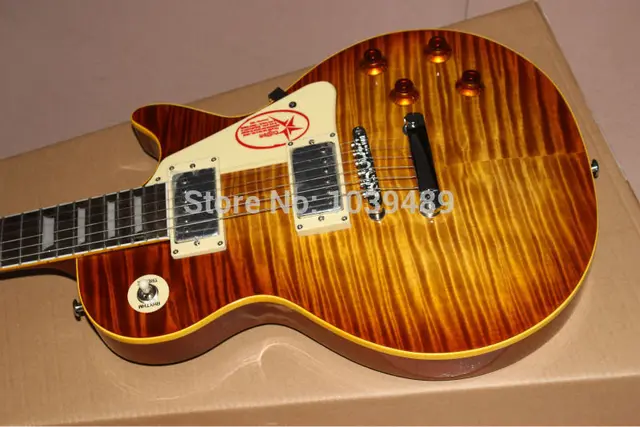 Best price at $170 Cheap Wholesale Custom shop 1959 R9 Tiger Flame electric guitar Standard LP 59 electric guitar HOT!