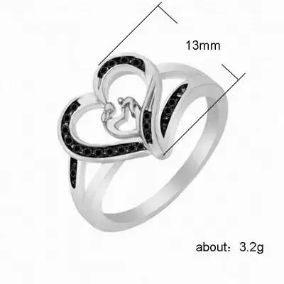 Huitan, элегантное кольцо в форме сердца, Бесконечная любовь, браслет для женщин, с микро проложили черный крошечный камень, подарок на год, день рождения для мамы