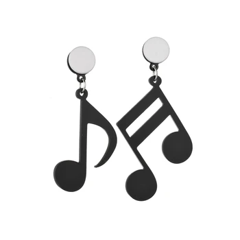 

MissCyCy Asymmetry Musical Note Stud Earrings for Women Black Acrylic Earrings Korean Fashion Jewelry