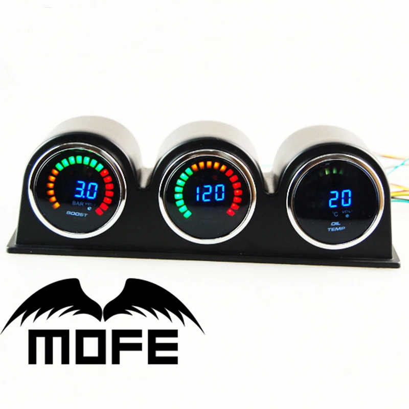 Original Logo 2" 20 LCD Digital 3PCS 52mm Auto Gauges With