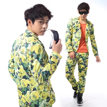 

S-5XL!!! Men's printed suit Broken beautiful suit men's club city boy cultivate one's morality