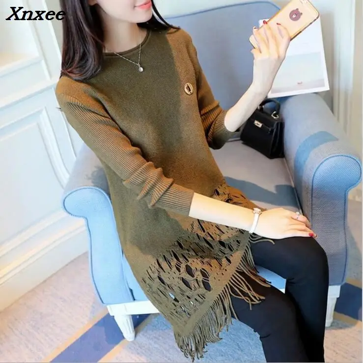 2018 Women Sweaters and pullovers Christmas Sweaters Pull Femme Loose Jumpers Mujer Oversized Sweater Korean Pull femme Xnxee
