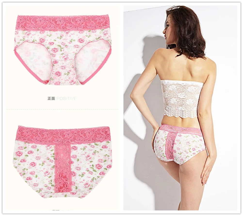 2 Pcs Packed Sexy Hollow Flower Cotton Girl Women Briefs Panties