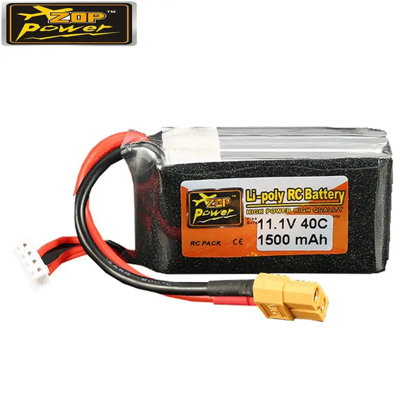Высококачественная перезаряжаемая Lipo батарея ZOP Power 11 1 В 1500 мАч 40C 3S XT60 разъем для