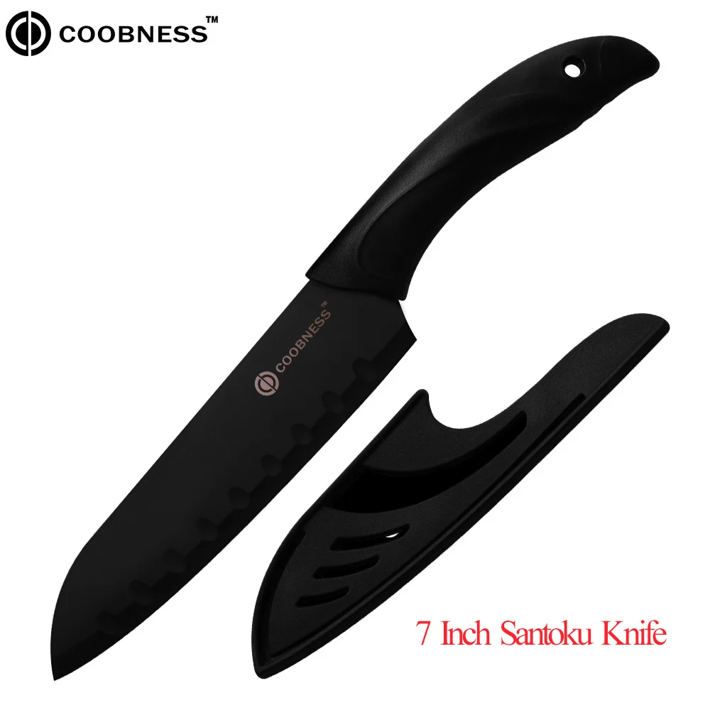 COOBNESS Professional Kitchen Knife Meat Vegetable Chopper Knives 3Cr13 Steel Bread Santoku Knife PP+TPR Handle Knives Tools - Цвет: 7 Inch Santoku