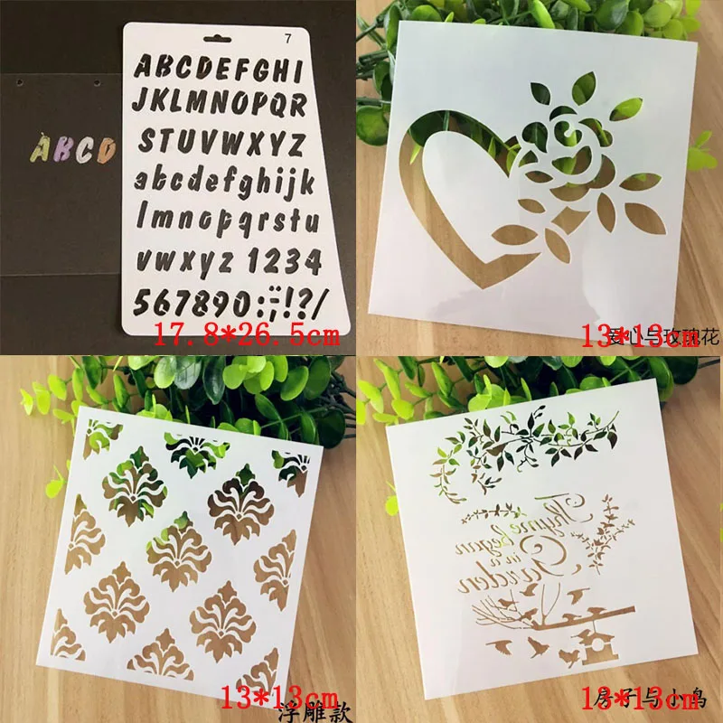 

4pcs Bullet Journal Stencils Emboss For Wall Painting Scrapbooking Stamping Stamp Album Decor Letters Numbers Template Reusable
